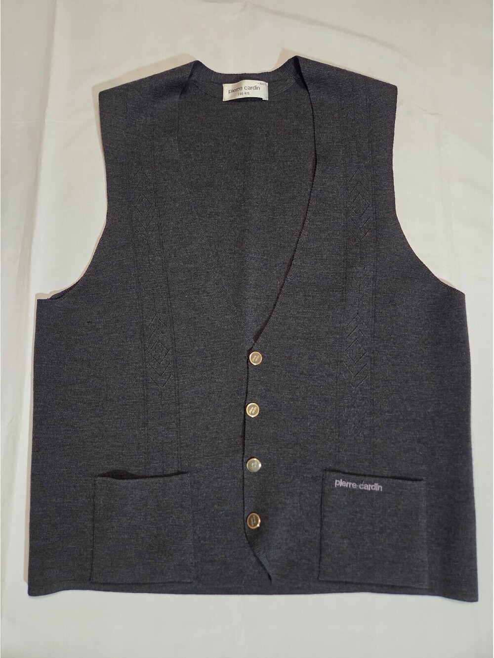 Pierre Cardin Korean Dark Gray Knit Wool Vest MENS M